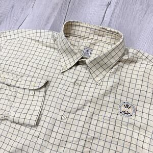 Peter Millar Button Down Shirt Men XL Yellow Plaid Long Sleeve Check PGA Golf